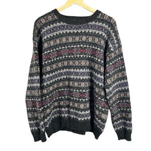 Woolrich Handframed Wool Sweater Fair Isle Vintage Classic Winter Mens Large